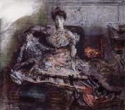 Mikhail Vrubel The Portrait of Isabella  near the fireplace Sweden oil painting artist